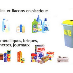 Papiers et cartons recyclables - Tous les emballages plastiques, cartons et aluminium PROPRES doivent être déposés dans les sacs jaunes.