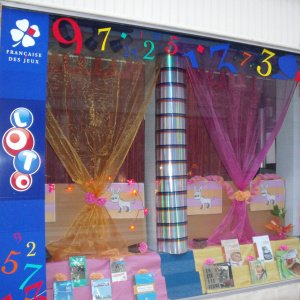 Vitrine décorée - Les commerçants avaient habillé leur vitrines des couleurs du Burkistan en hommage à la délégation.